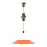 Chandelier du milieu du siècle en laiton et acier laqué, tchèque, années 1960