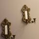 Pair of Antique Brass Wall Sconces with Mirror