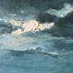 Tableau HSP "clair de lune" Marine signée + cadre (éc. début XX°)