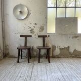 Pair of Aranjou elm “T” chairs