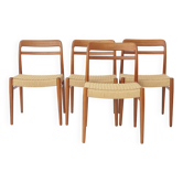 Set of 4 Alf Aarseth Model 145 Dining Chairs, Teak & Danish Papercord, 1960