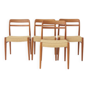 Set of 4 Alf Aarseth Model 145 Dining Chairs, Teak & Danish Papercord, 1960