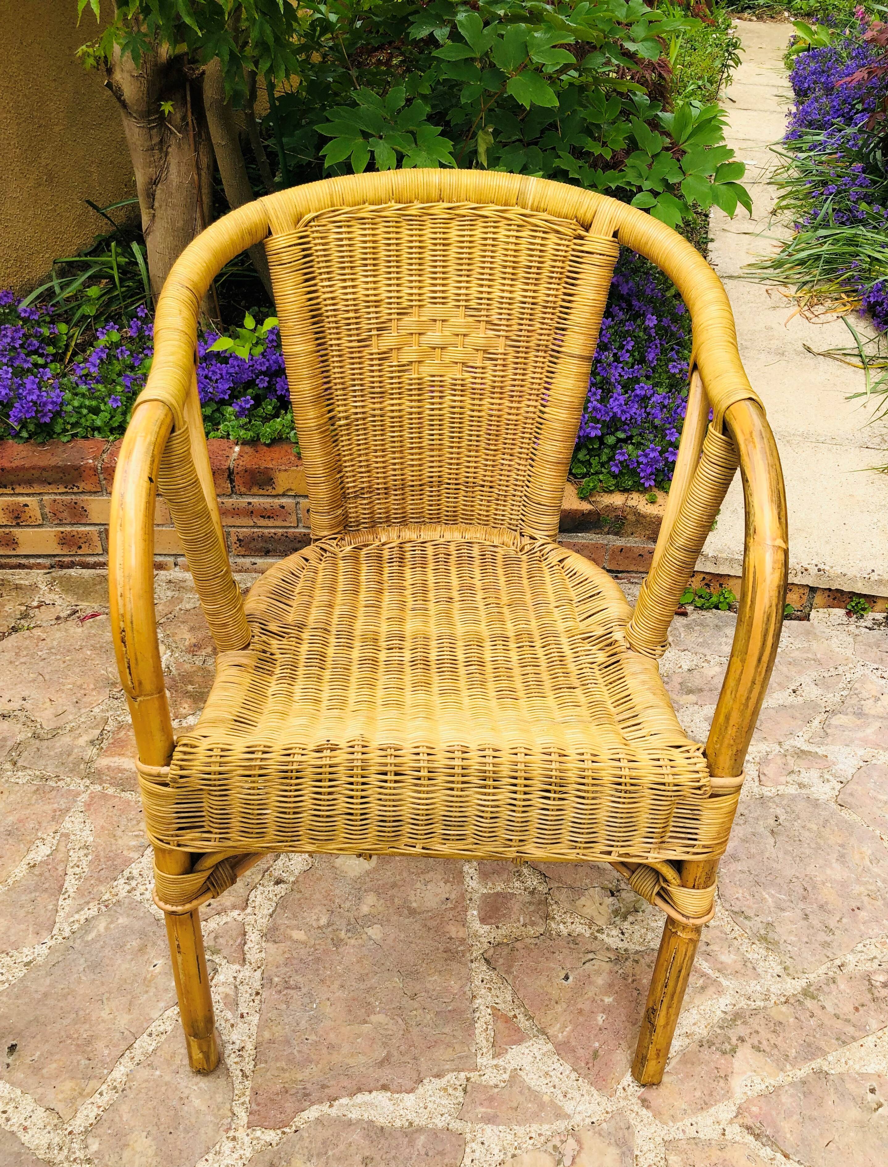 Rattan and wicker armchair