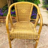 Rattan and wicker armchair