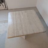 Square travertine coffee table, 1970s.