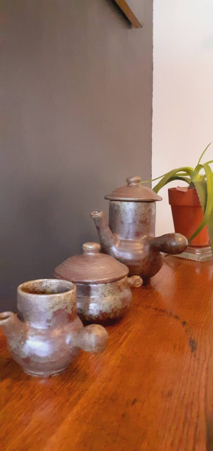 Vintage stoneware coffee set from the 60s, Maine Sars Pottery