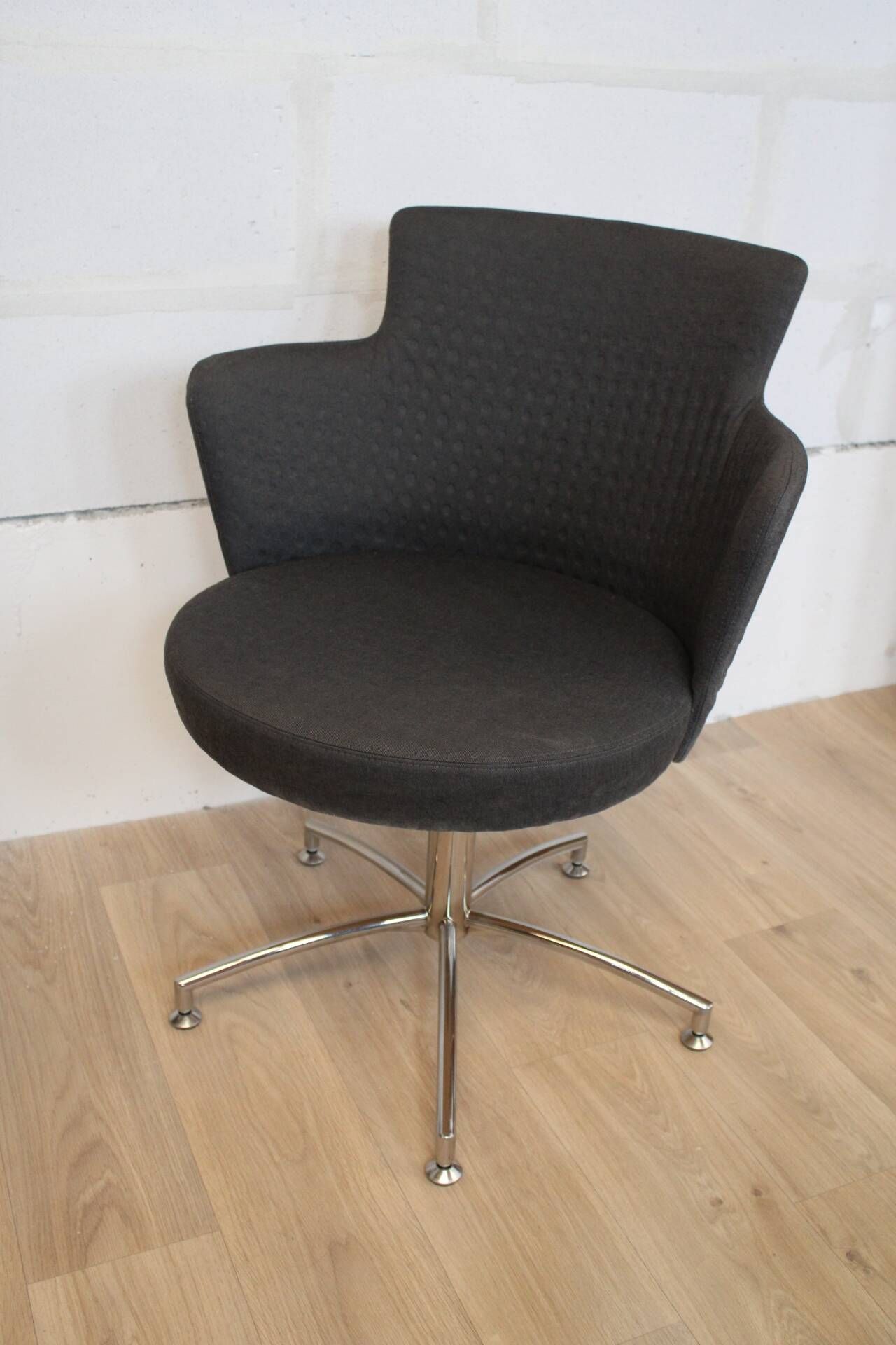 2 vintage swivel armchairs in gray fabric by axelson for garnas 2014 sweden