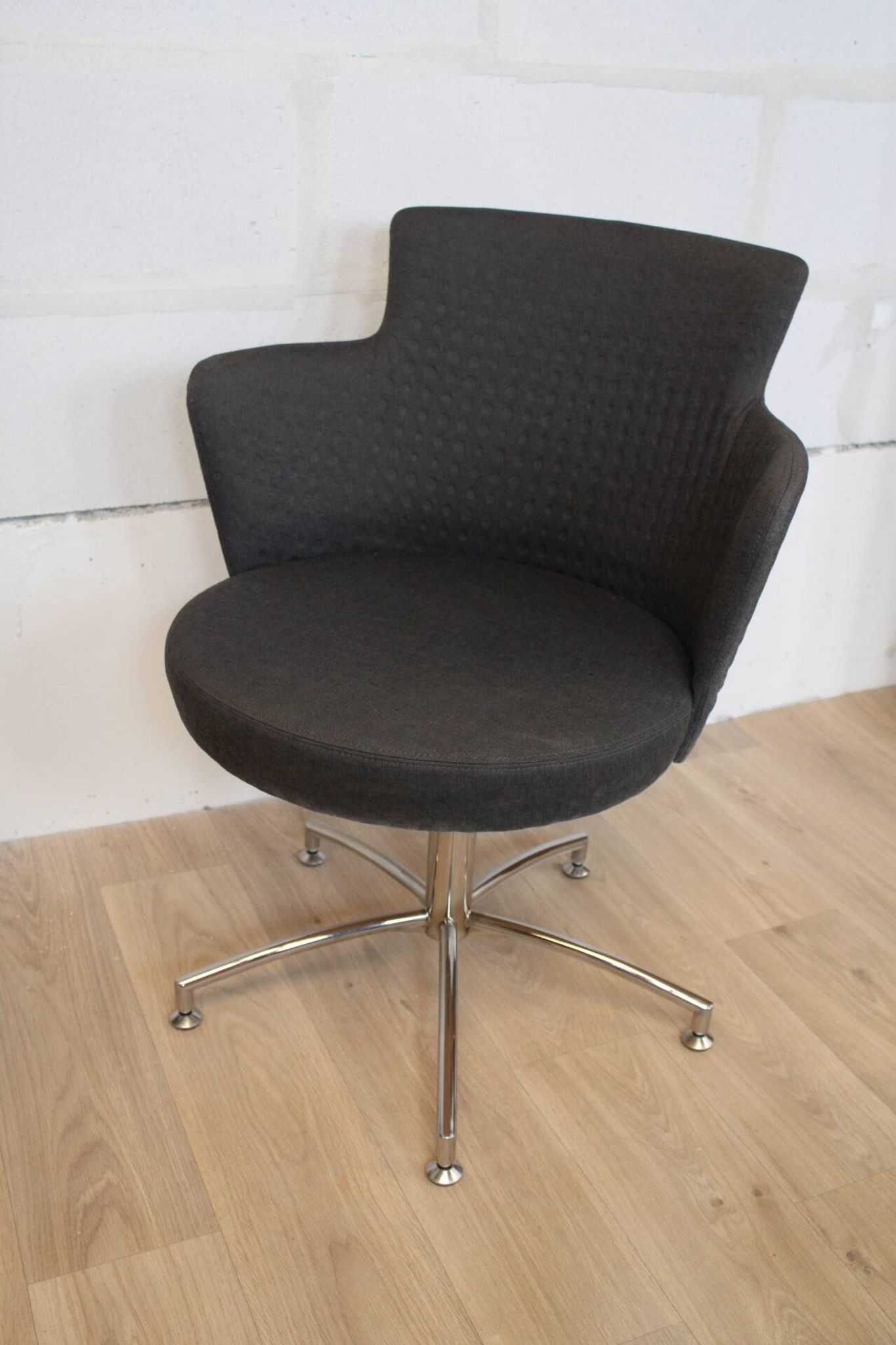 2 vintage swivel armchairs in gray fabric by axelson for garnas 2014 sweden