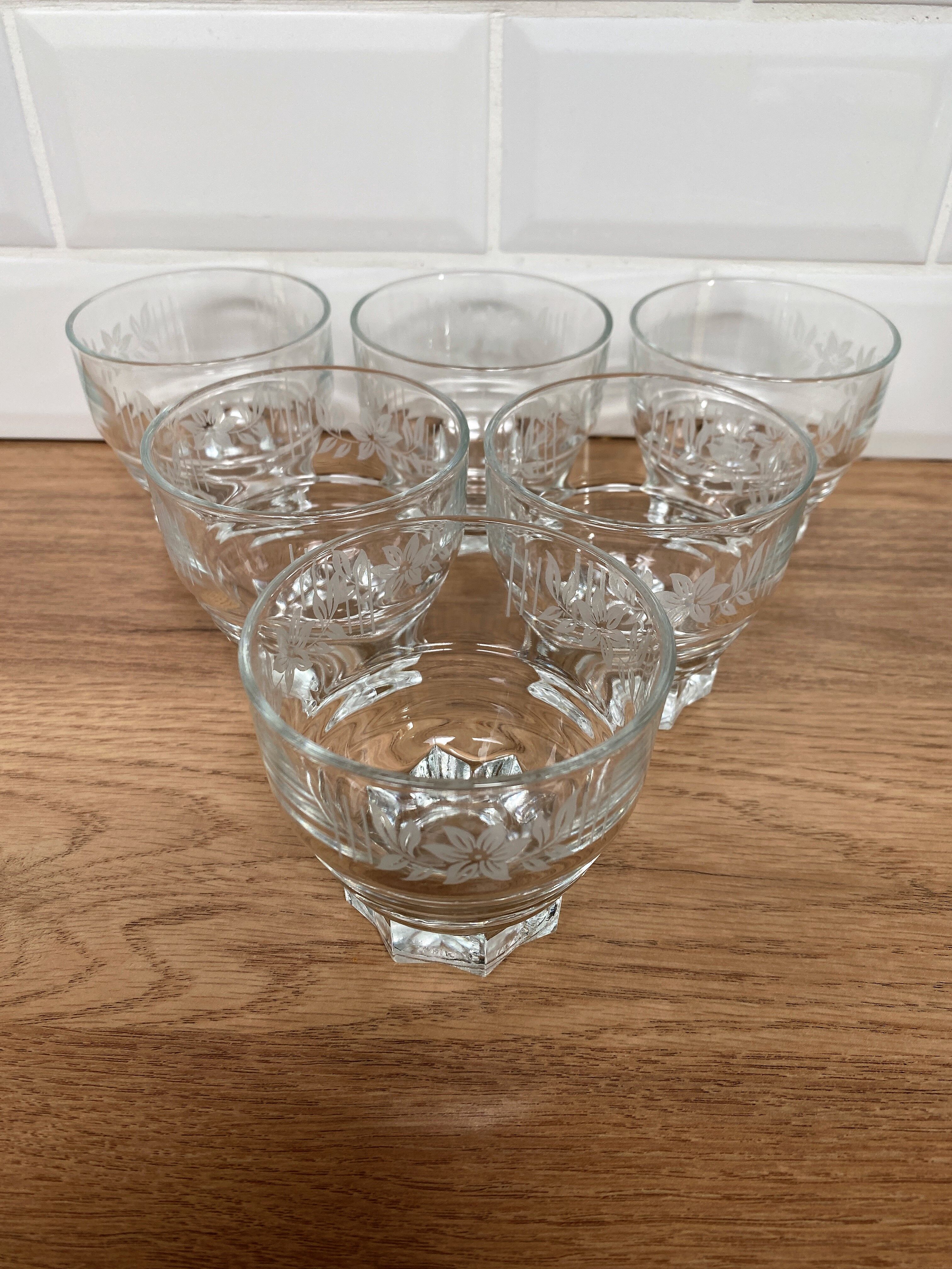 6 verres à eau vintage sérigraphiés