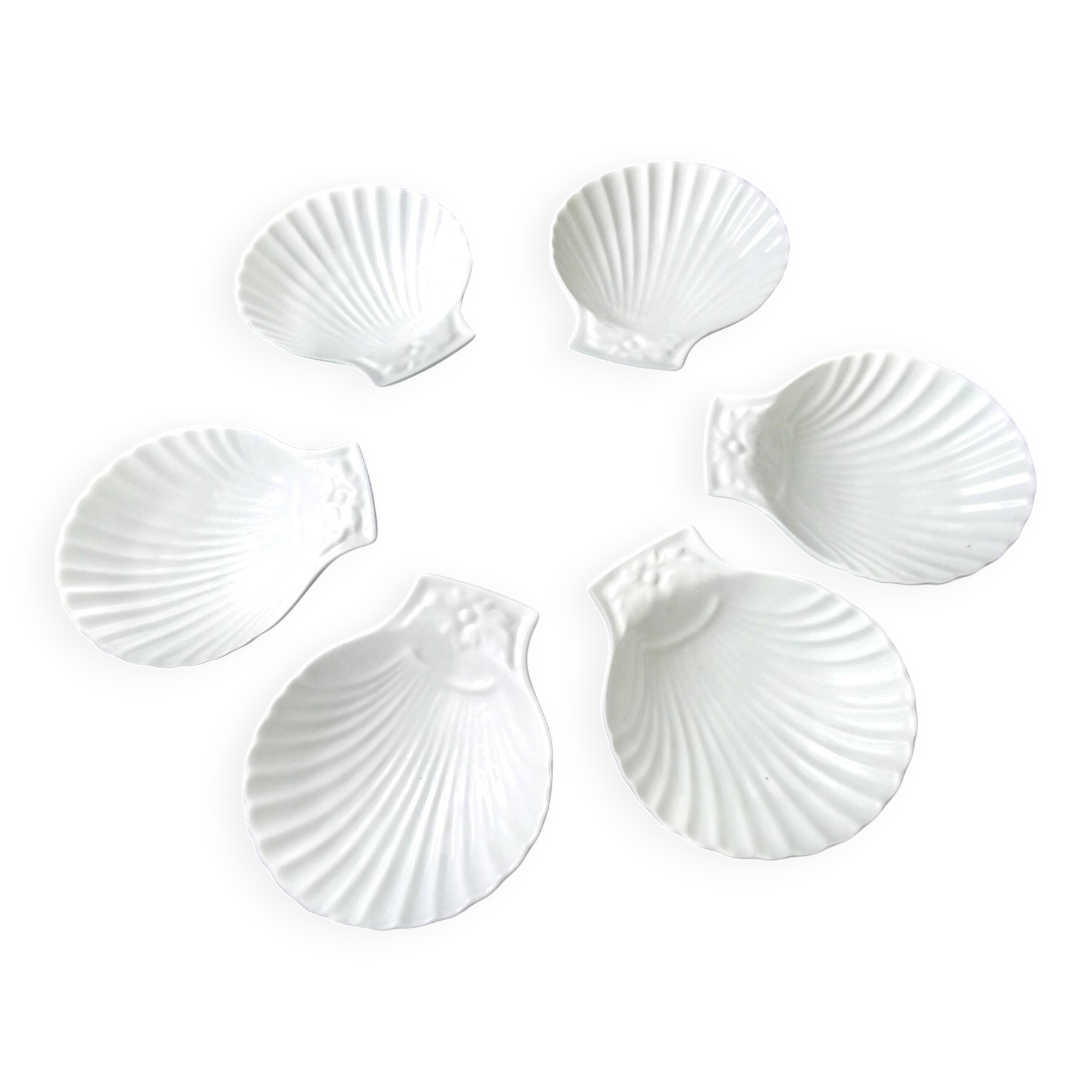 6 Pillivuyt White Porcelain Shell Bowls