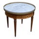 Table basse Bouillotte ronde Louis XVI en bois massif et marbre doré