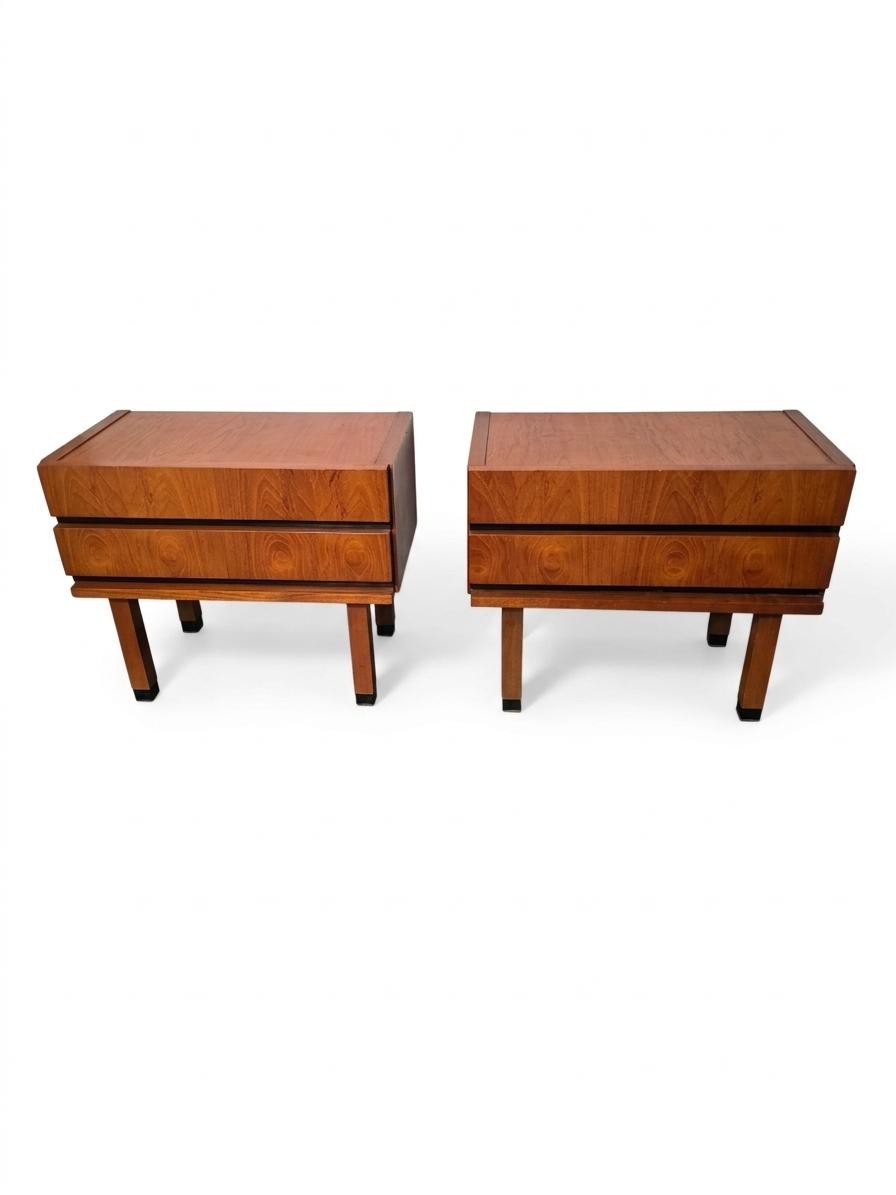 Pair of Scandinavian teak bedside tables from the 1960s.