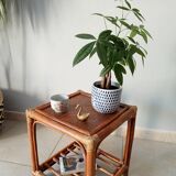 Vintage side table in rattan and bamboo