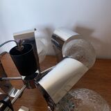 Vintage suspension 5 lights, glass and chrome