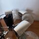 Suspension vintage 5 feux, verre et chrome