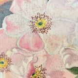 Vintage original flower oil painting, floral still life art