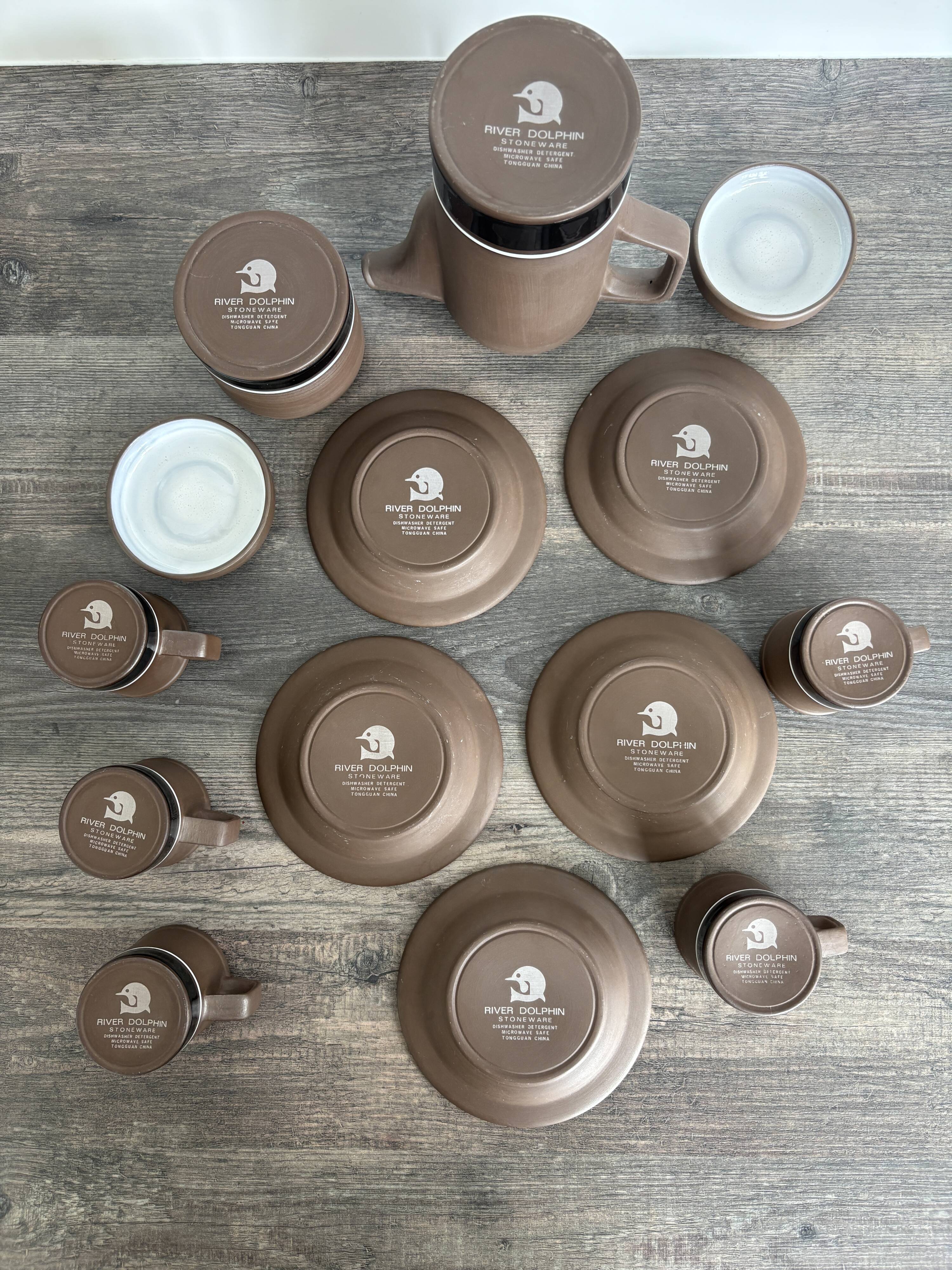 Vintage River Dolphin coffee service – Matte stoneware