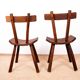 Brutalist pair of chairs in Elm in the style of Jean Touret 1950.