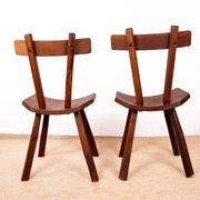Brutalist pair of chairs in Elm in the style of Jean Touret 1950.