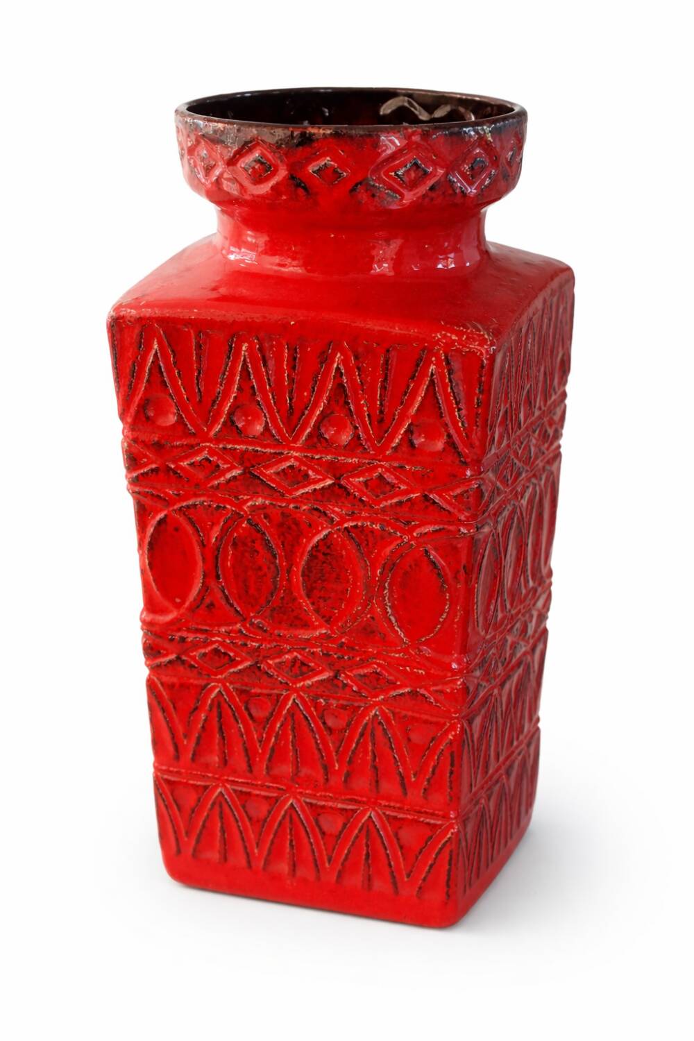 Large BAY Keramik Floor Vase 45 cm Red Vintage West Germany Bodo Mans