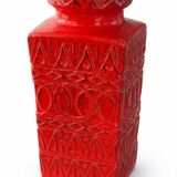 Large BAY Keramik Floor Vase 45 cm Red Vintage West Germany Bodo Mans