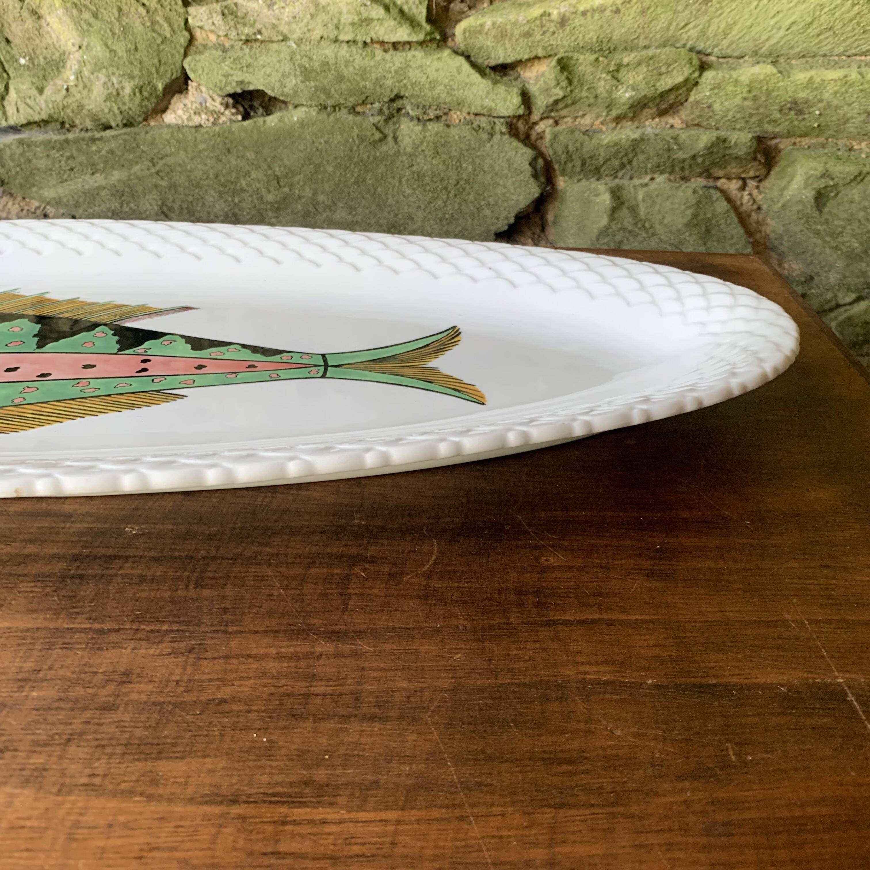 Grand plat à poisson Gien modèle Baie d'Halong