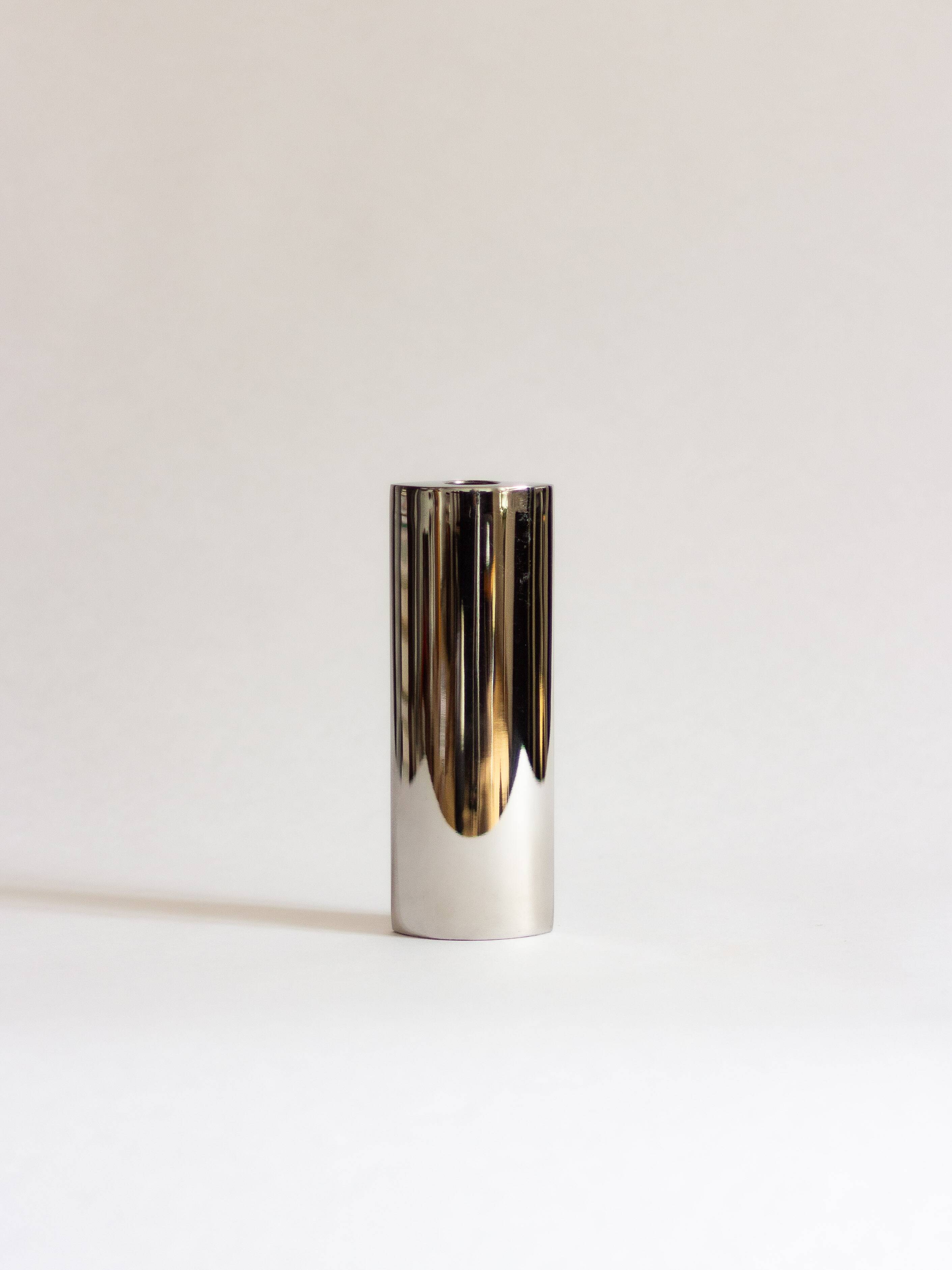 Chrome-plated metal bud vase, 1980s