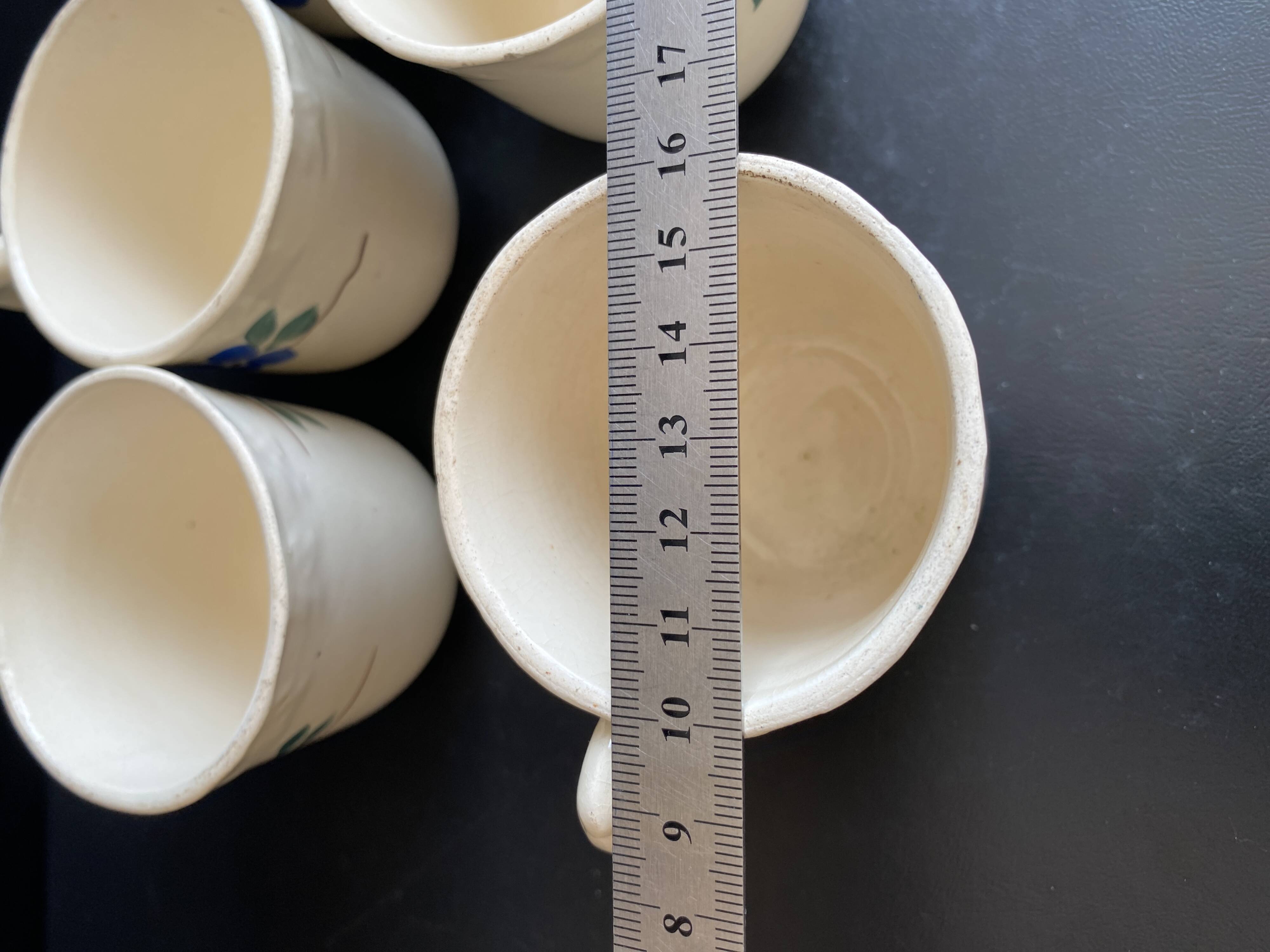 Set of 5 Vintage "Honorine" Mugs - Moulin des Loups (Orchies)