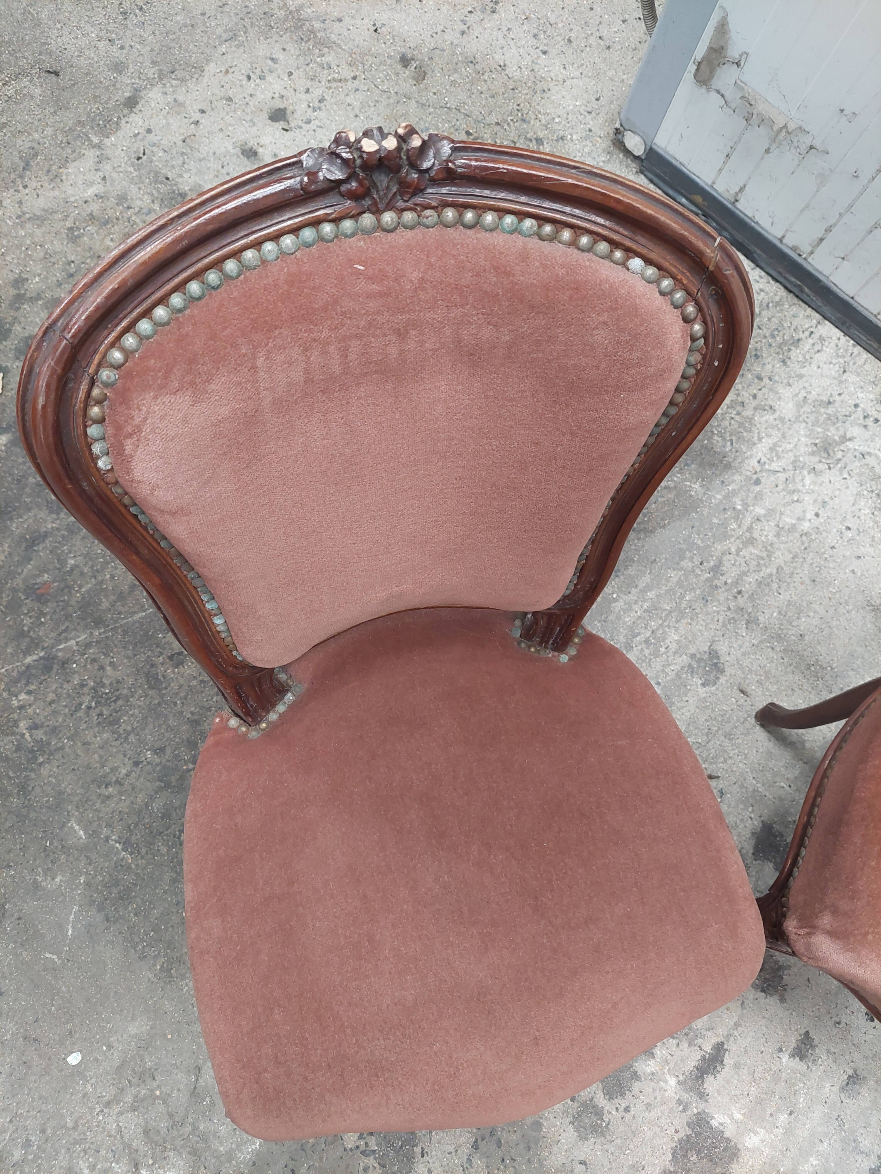 Set of 3 Louis Philippe style chair in walnut