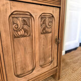 Small Art Deco jam cabinet in carved blonde oak