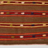 5x7 Soft Brown & Red Mid Century Moderin Turkish Kilim Rug, 153x220