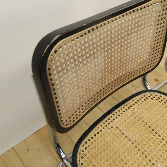Set of 4 black rattan and metal chairs, Denmark 1960.