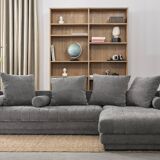Canapé d’angle gris, design scandinave