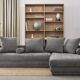 Canapé d’angle gris, design scandinave