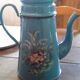 Blue enamelled coffee maker floral pattern