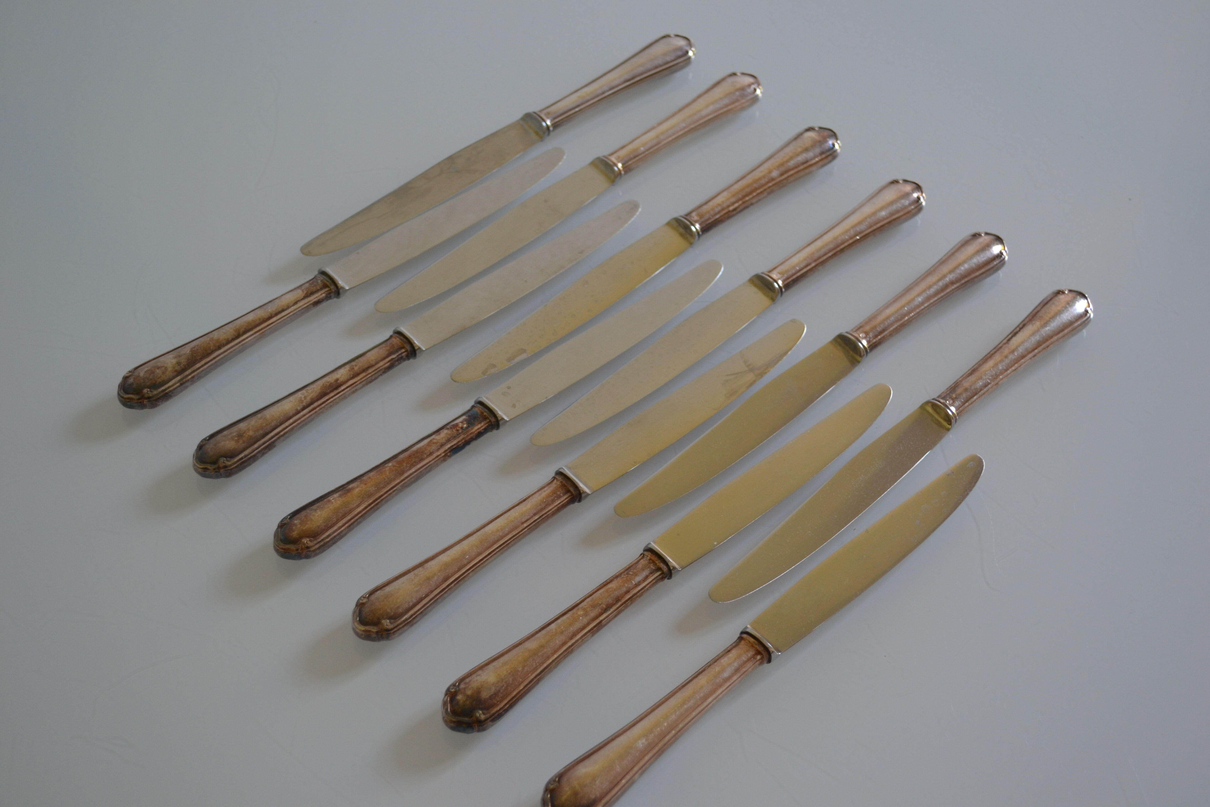 12 metal silver table knives 25 cm
