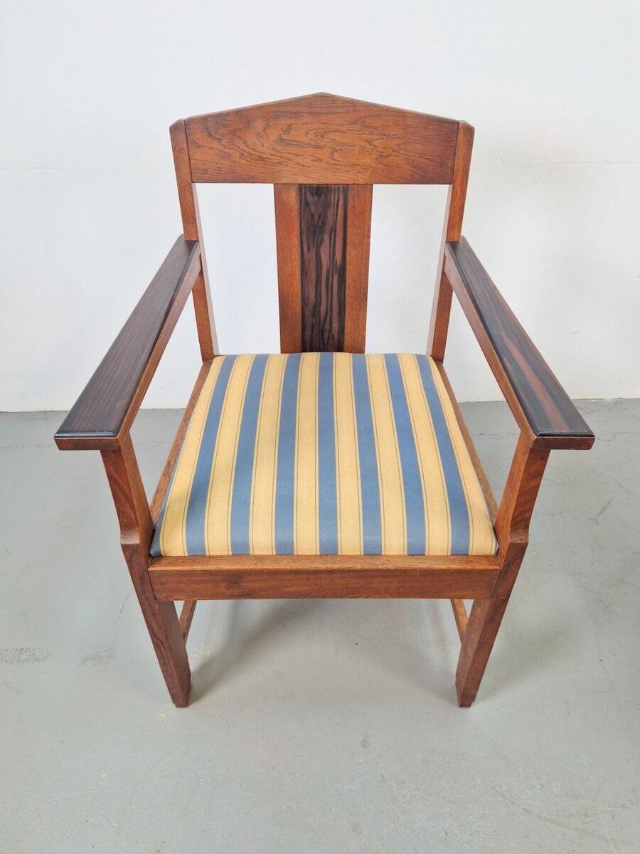 Art Deco Haagse School Armchairs in Oak and Ebony, 1920s, Set of 2