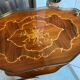 3-wheel serving trolley with 2 shelves, vintage bar marquetry on wheels, 50s