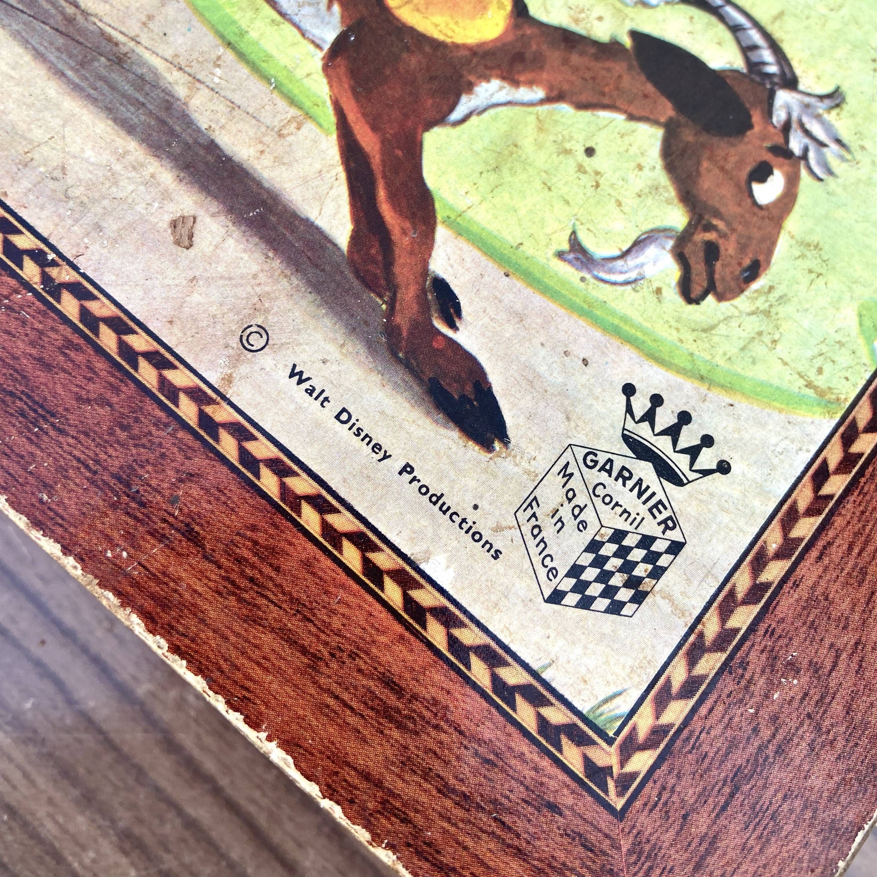 Disney Antique toy, cube puzzle - 12 pieces in their wooden case - Garnier Cornil
