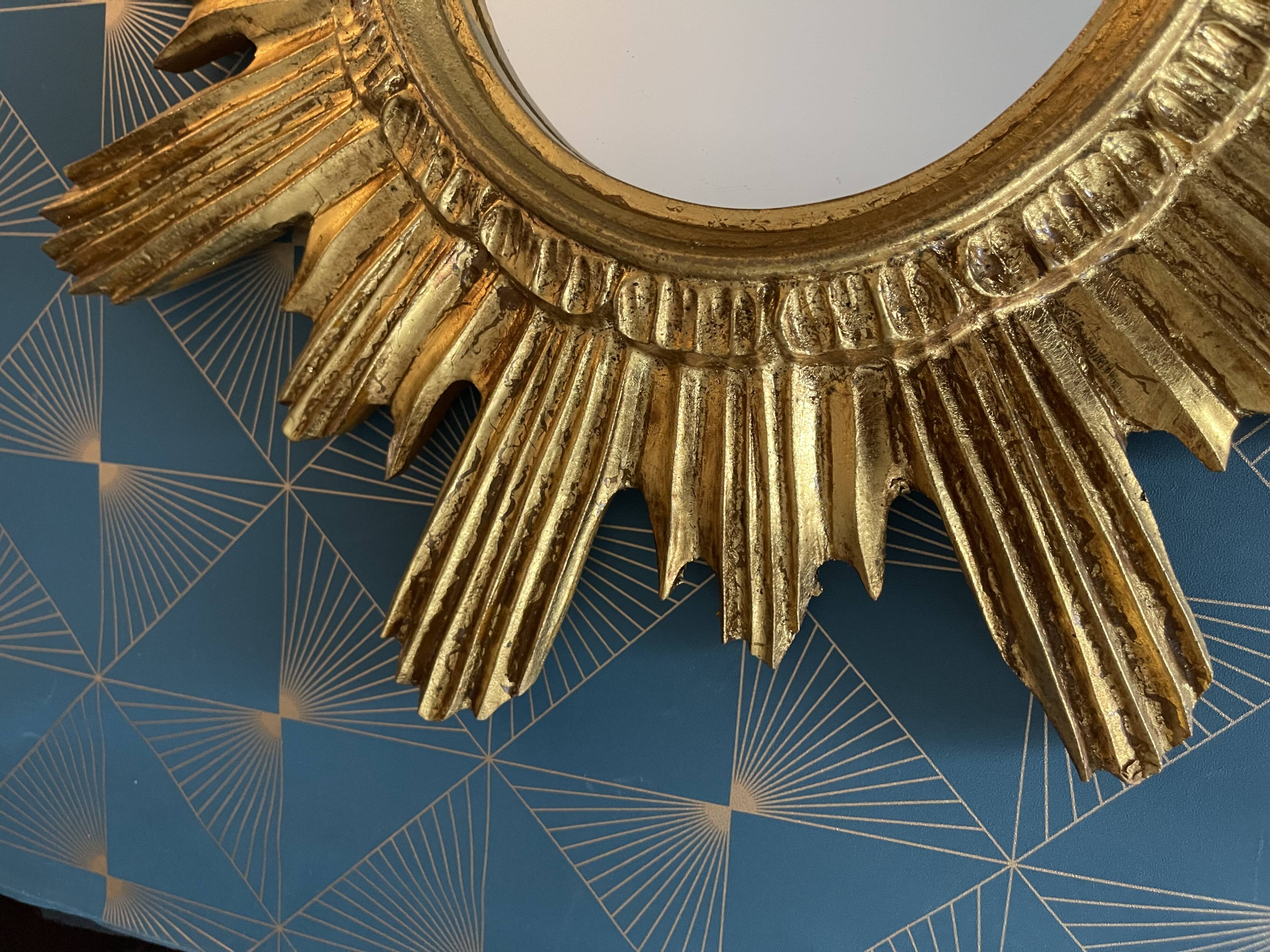 Golden wood sun mirror, 1960