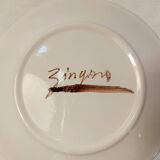 Set of 2 glazed ceramic dessert plates signed ZINGARO - Italy 1960s