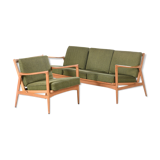 Ib Kofod-Larsen Sofaset in Oak for OPE Sweden