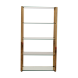 Hollywood Regency French Etagere in brass with glass, 1970