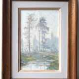 Misty landscape painting