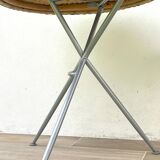 Rattan and lacquered metal folding table