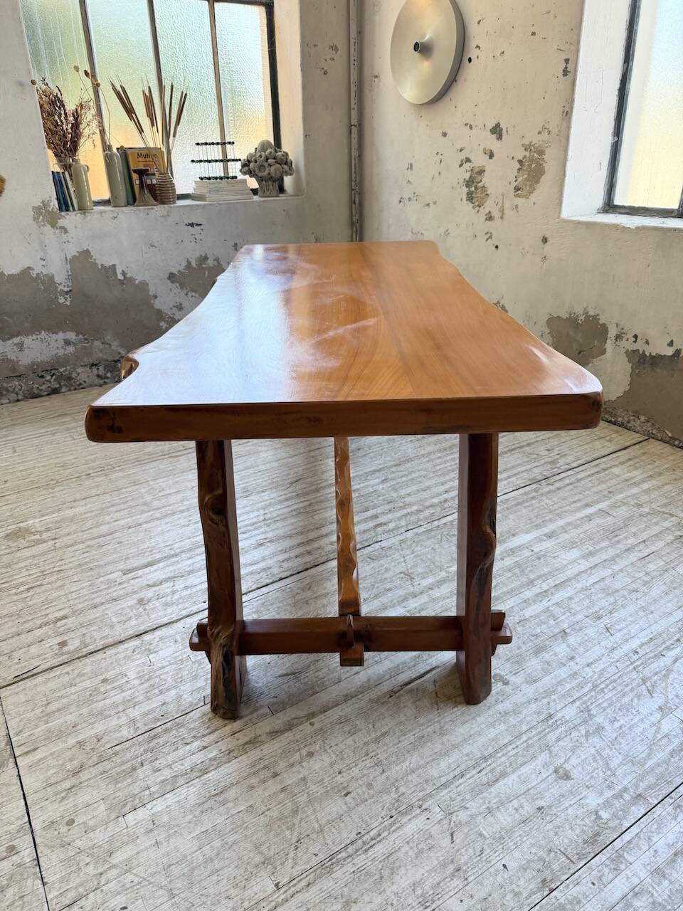 Aranjou farmhouse table in blond elm, 1950s