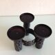 Brutalist candle holder tripod in black metal / vintage 60s-70s