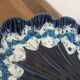Large vintage shell-shaped blue glazed ceramic bowl