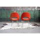 Ensemble de 8 chaises en acier chromé et laine orange, 1960