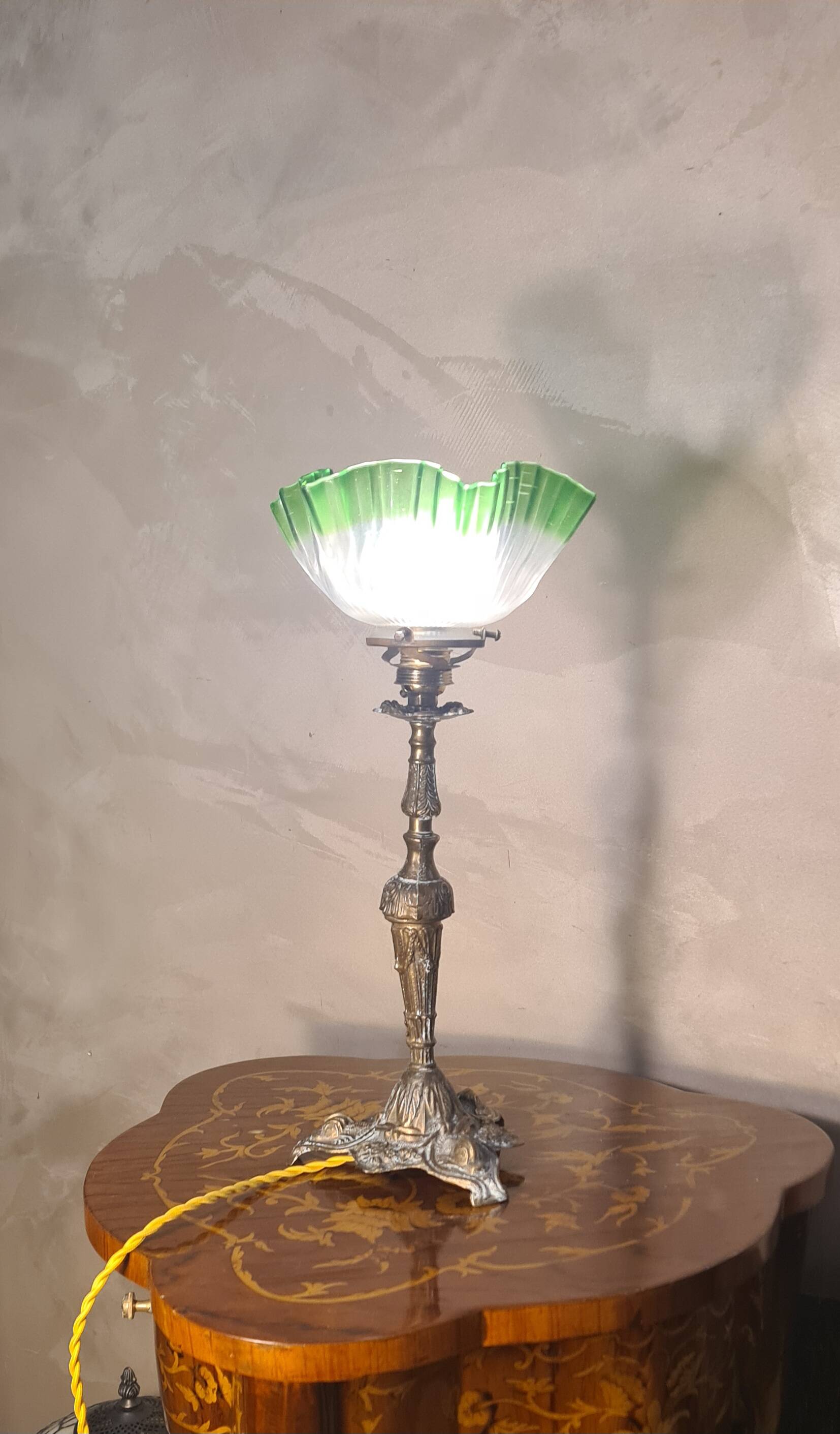 brass lamp Italy 39x17 beautiful antique tulip 1900